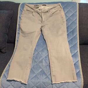 NYDJ  Women's Lift Tuck Light Gray Wash Raw Hem Marilyn Straight Jeans Size 14WP